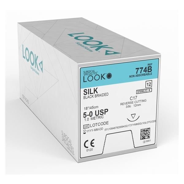 Look X774B Silk 5-0 Black Sutures 18