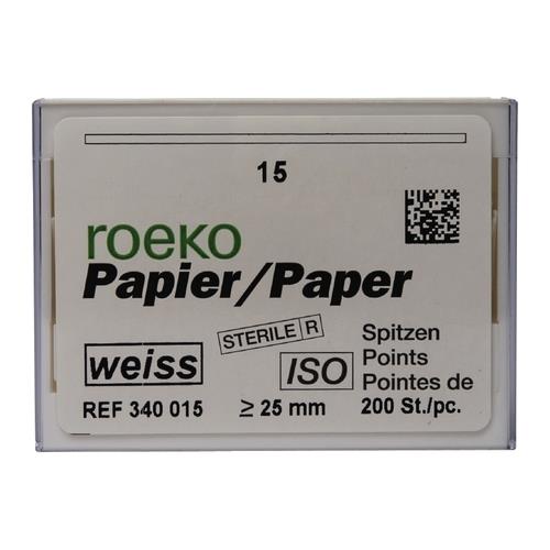 Coltene ROEKO 340020 Dental Paper Points Tips White ISO Size 20 200/Pk