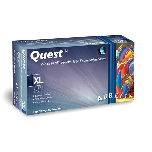 Supermax 92896 Aurelia Quest White Nitrile Exam Gloves Small White 100/Bx
