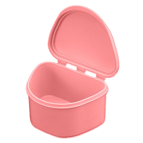 Plasdent 200BTH-6 Plastic Denture Boxes With Hinged Lid 4" X 3" X 2" Light Pink 12/Bx