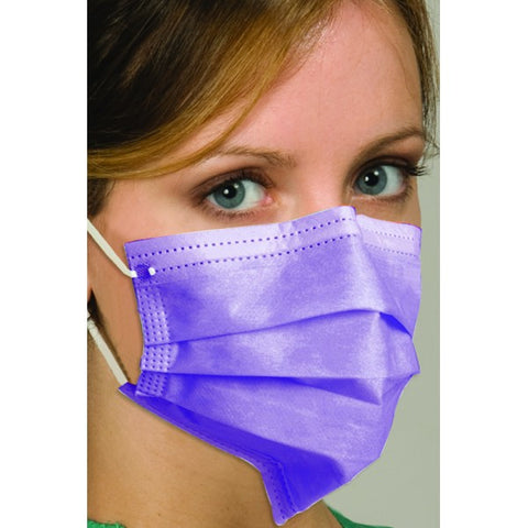 Mydent MK1266 Defend Breathe EZ Pleated Earloop Level 1 Face Masks Lavender 50/Bx