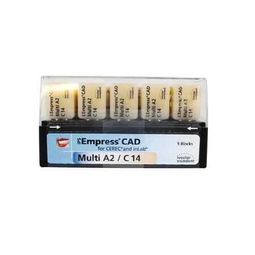 Vivadent 602599 Ivoclar IPS Empress CAD CEREC Blocks InLab Multi A2 C14 5/PK