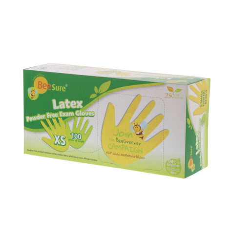 Cranberry 2815 BeeSure Latex Exam Gloves Powder Free Extra Small 100/Bx