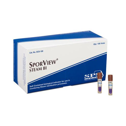 Crosstex SPS Medical SCS-100 SporView Self-Contained Steam BI Biological Indicators 24hr 100/pk