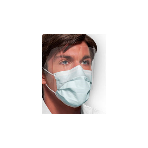 Crosstex GCIPWBSF Isofluid Earloop Faces Mask Anti Fog Blue With Splash Shield 25/Bx