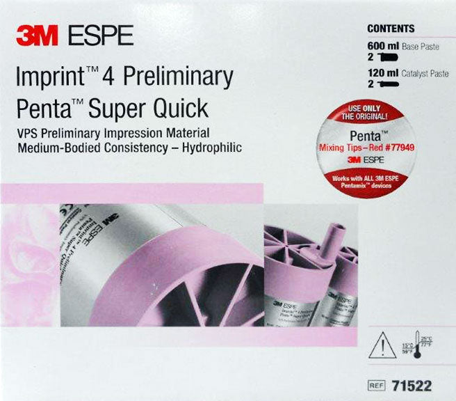 3M ESPE 71522 Imprint 4 Preliminary Penta VPS Super Quick Base & Catalyst 2/Pk EXP Jul 2023