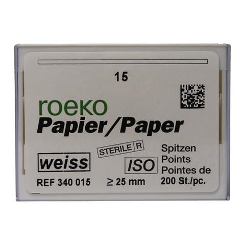 Coltene ROEKO 340035 Dental Paper Points Tips White ISO Size 35 200/Pk
