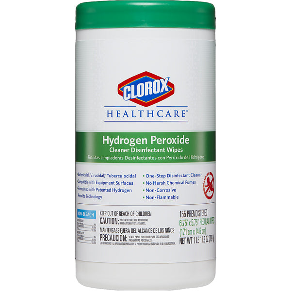 Clorox Healthcare 30825 Hydrogen Peroxide Disinfectant Cleaner Wipes 6.75