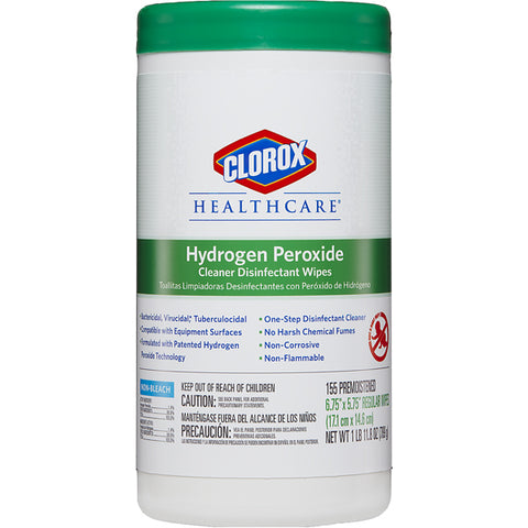 Clorox Healthcare 30825 Hydrogen Peroxide Disinfectant Cleaner Wipes 6.75" x 5.75" 155/Can