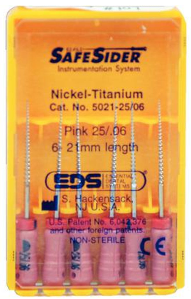 Essential Dental Systems 5021-25/06 Safesiders Reamers NiTi 21mm #25 .06T 6/Pk