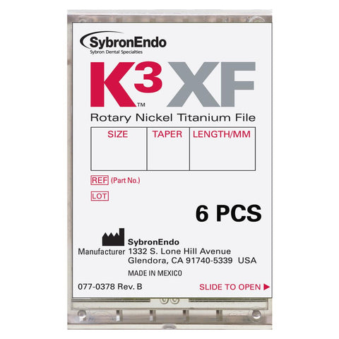 Kerr Dental 823-6205 SybronEndo K3XF Rotary Files #20 Taper 0.06 25mm 6/Pk
