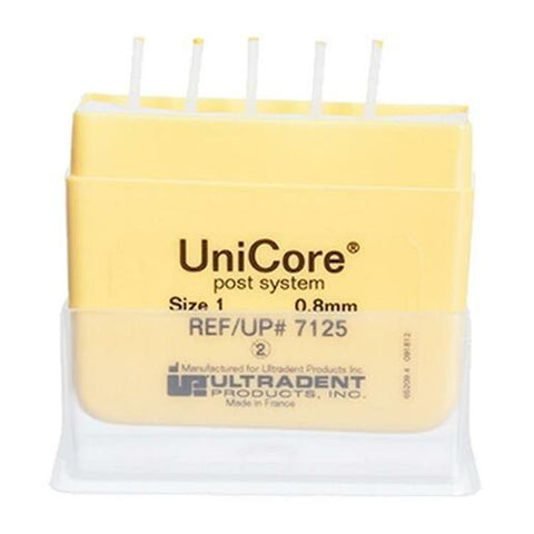 Ultradent 7125 UniCore Glass Fiber Post System #1 0.8mm Yellow 5/Pk