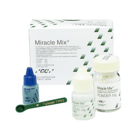 GC 000239 Miracle Mix Self Cure Metal Reinforced Crown & Core Powder & Liquid Kit EXP Jun 2024