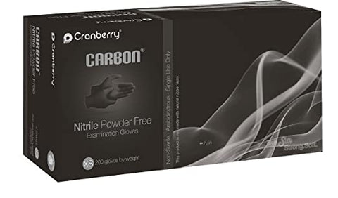 Cranberry CR3235 Carbon Black Nitrile Examination Gloves Extra Small Small 200/Box