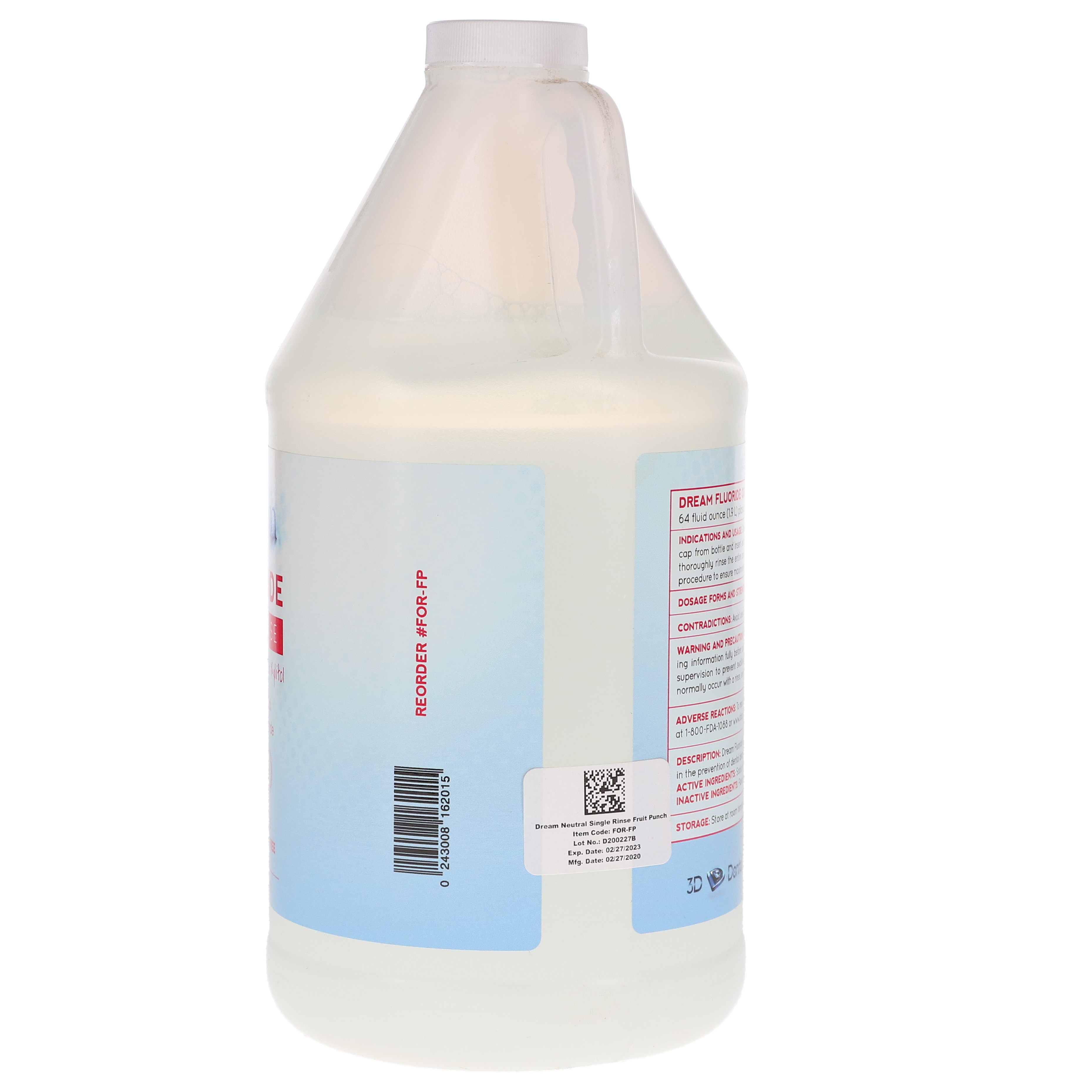 House Brand Dentistry 102050 Fluoride Oral Dental Rinse Fruit Punch 64 Oz Bottle