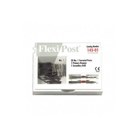 Essential Dental Systems 145-01 Flexi-Post Economy Parallel Titan #1 Red 30/Pk