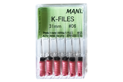 Mani MK3106 Endodontic K-Files Stainless Steel 31mm #06 6/Bx