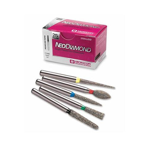 Microcopy 1512.10M NeoDiamond FG Medium Grit Flame Shaped Diamond Burs #863.012 25/PK