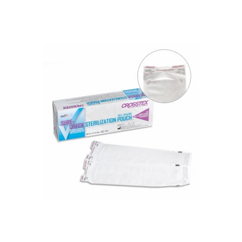 Crosstex SCS25 Sure-Check Self-Sealing Sterilizaiton Pouches 3.5" X 9" 500/Box