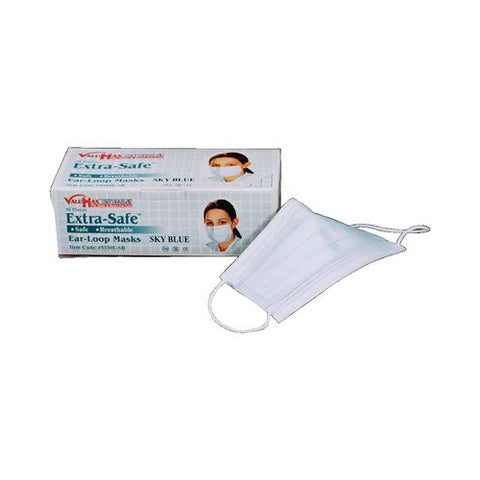 ValuMax 5330E-SB Extra-Safe Ear-Loop Face Masks Sky Blue 50/Box 99% PFE