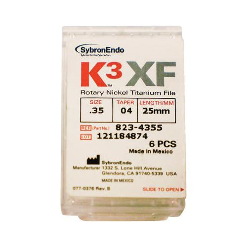 Kerr Dental 823-8205 K3 XF Rotary Endodontic Files #20 Taper .08 25mm 6/Pk
