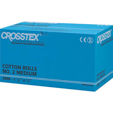 Crosstex DNC Plain Wrapped Cotton Rolls #2 Medium Non-Sterile 2000/Bx
