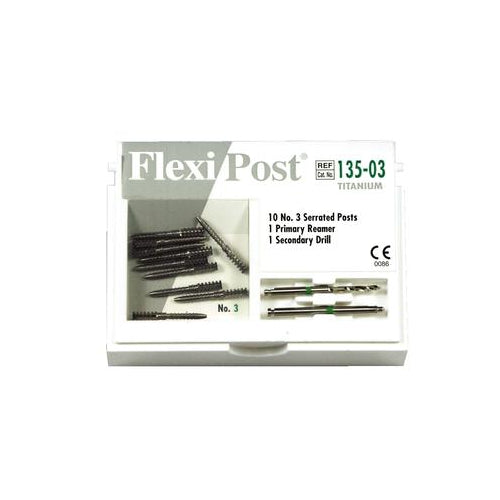 Essential Dental Systems 135-03 Flexi-Post Titanium Posts #3 Parallel Green 10/Pk