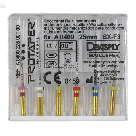 Dentsply Maillefer A0409225G0103 ProTaper Gold Rotary File 25mm Assorted 6/Pk