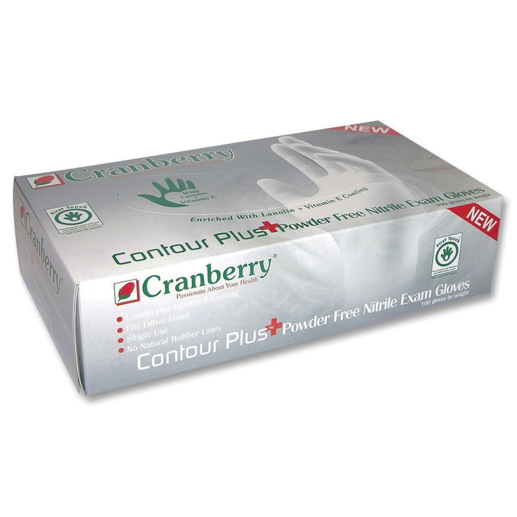 Cranberry 3227 Contour Plus Powder Free Nitrile Exam Gloves Medium 100/Bx