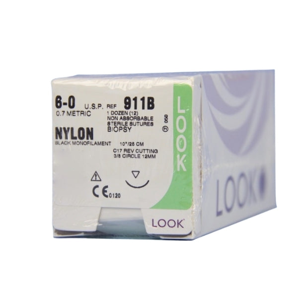 Look X911B Nylon 6-0 Black Sutures 10