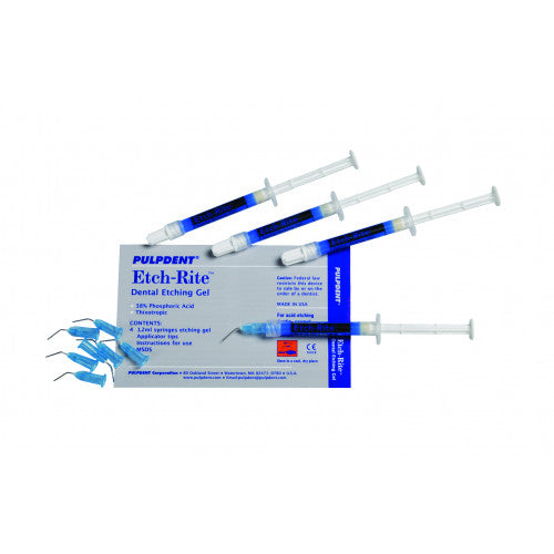 Pulpdent ET-144 Etch-Rite 38% Phosphoric Acid Etching Gel Syringes 1.2 mL 144/Pk