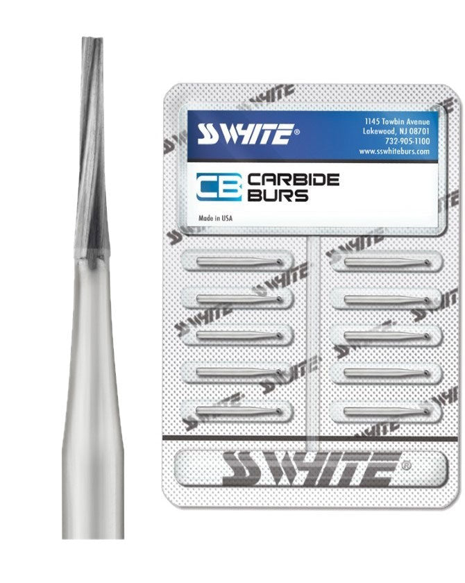 SS White 15030 FG Friction Grip 170L Long Taper Fissure Carbide Burs 10/Pk