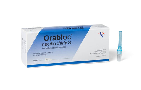 Pierrel Pharma SRL 103003025 Orabloc Plastic Hub Dental Needles 30G Short 100/Box Blue