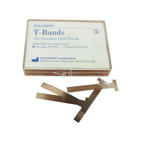 Pulpdent BTSS/A T-Type Dental Matrix Bands Straight Assorted 0.05mm 100/Pk