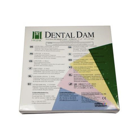 Coltene Whaledent H00524 Hygenic Latex Dental Dam 5" X 5" Medium Light 52/Bx