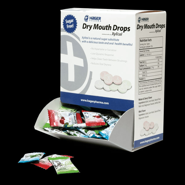 Hager 630188 Xylitol Dry Mouth Drops Assorted Flavors 156/Pk EXP May 2025