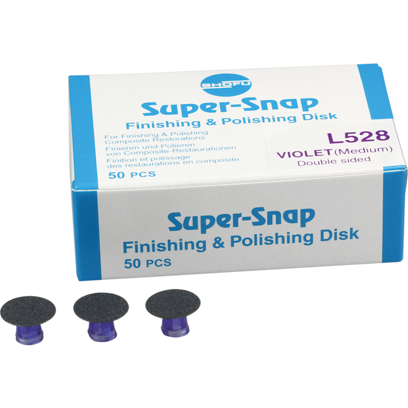 Shofu Dental L528 Super-Snap Buff Disks Medium Finishing Dark Violet Double Sided 50/Bx