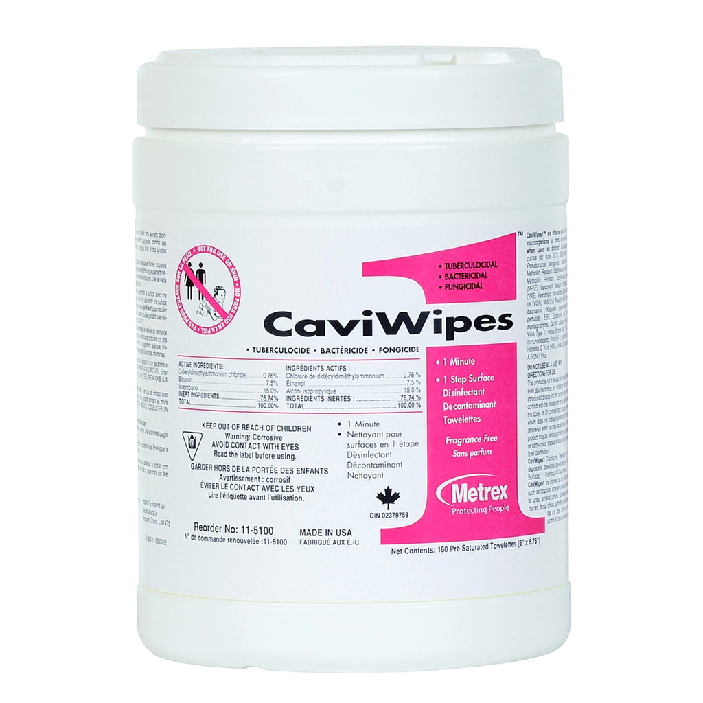 Metrex 13-5100 CaviWipes1 Surface Disinfectant Towelettes Large 6" x 6.75" 160 Can