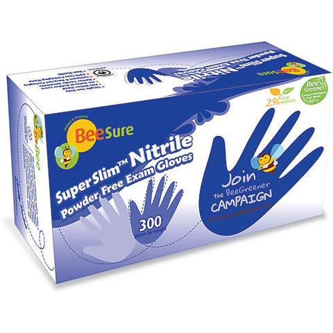 Cranberry 1147 BeeSure SuperSlim Nitrile Examination Gloves Powder Free Medium 300/Bx