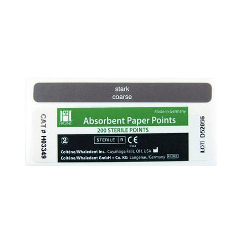 Coltene Whaledent H03349 Hygenic Absorbent Paper Points Coarse White 200/Bx