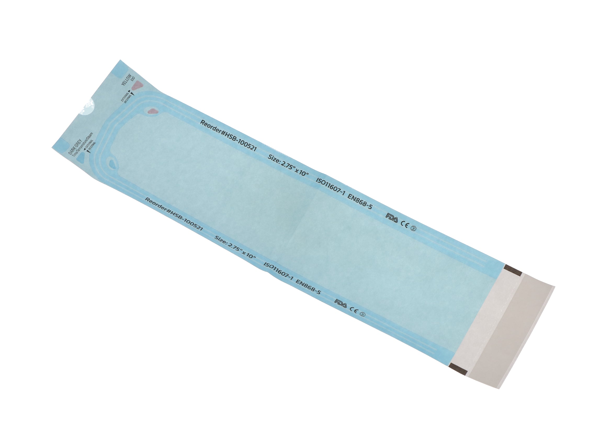 House Brand Dentistry 100521 Paper/Blue Film Self-Sealing Sterilization Pouches 2.75