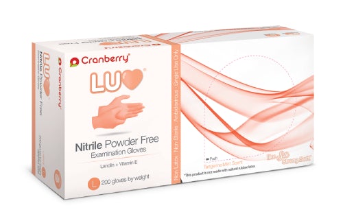 Cranberry 3338 Luv Tangerine Nitrile Exam Gloves Powder Free Large 200/Bx