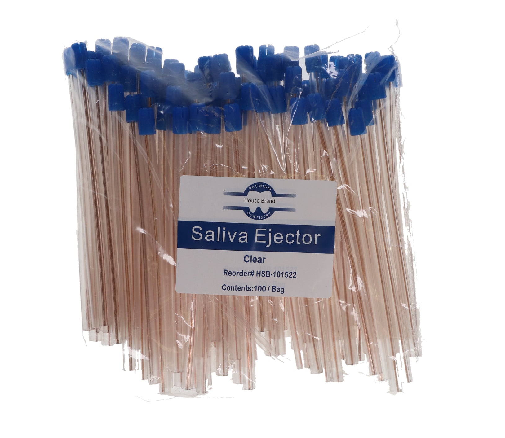 House Brand Dentistry 101522 Dental Oral Saliva Ejectors Clear Blue 100/Bg