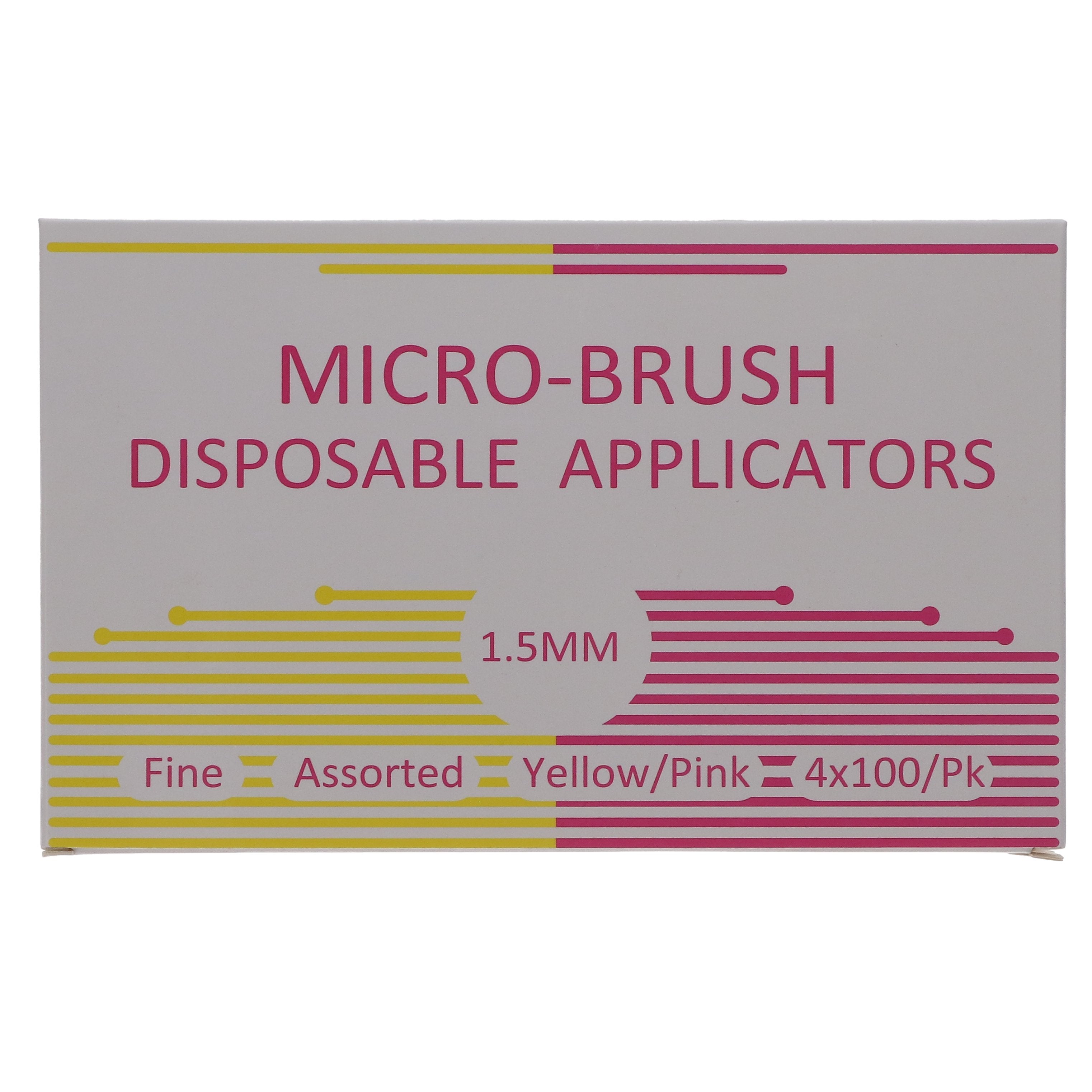 House Brand Dentistry 101318 Micro-Brush Disposable Applicators Fine Assorted Yellow & Pink 4 x 100/Pk