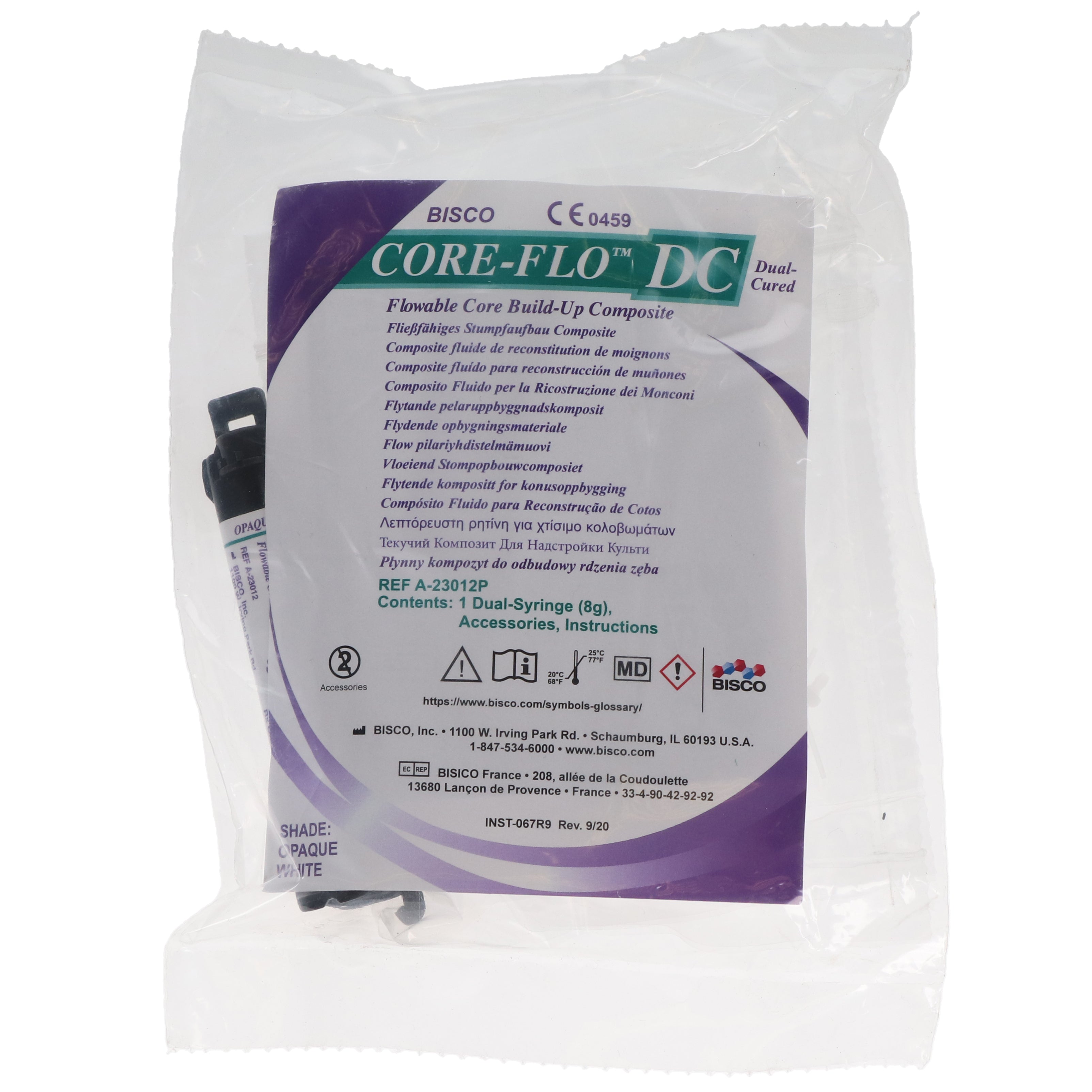 Bisco A-23012P Core-Flo DC Dual Cure Flowable Core Buildup Dual  Opaque White 8 Gm