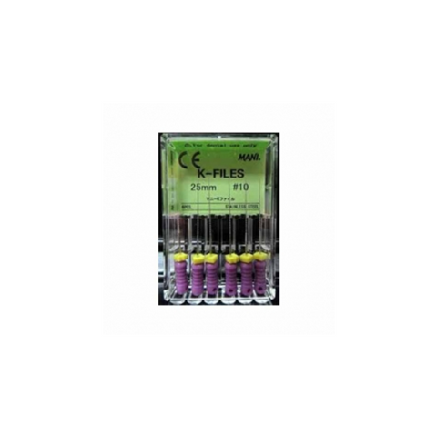 Mani MK2110 K-File with Plastic Handle & Endo Stop 21mm 0.02 Taper #10 Purple 6/Pk