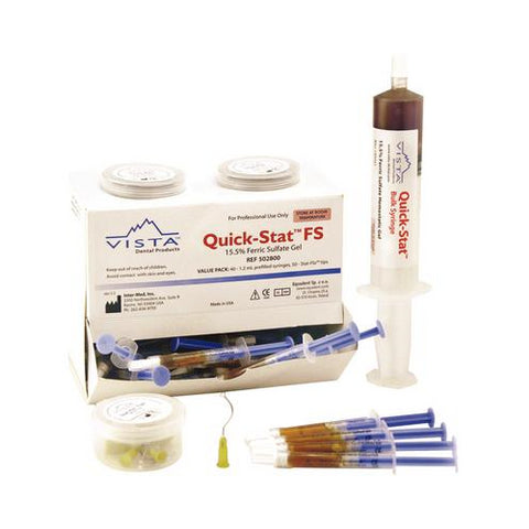 Vista Dental 502804 Quick-Stat FS 15.5% Ferric Sulfate Hemostatic Gel Syringe Kit 1.2 mL 4/Pk