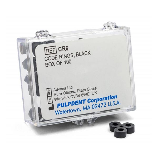 Pulpdent CR6 Instrument Organizer Color Code Rings Silicone Standard Black 100/Pk