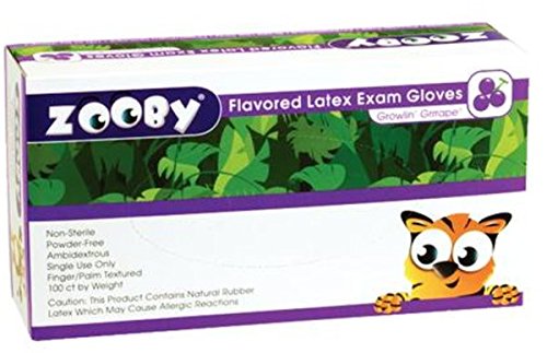 Young Dental 690110 Zooby Flavored Scented Latex Gloves Grape Small 100/Bx