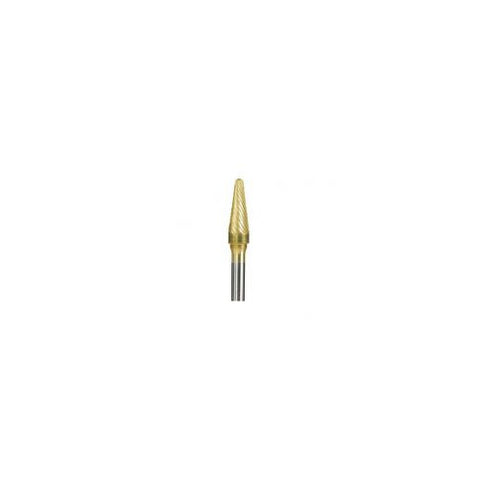 Keystone 1202260 Keygold B 3/8 Titanium Gold Cone Spiral Carbide Bur